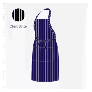 CHEFS UNIFORM - FULL BIB BUTCHERS APRON BLACK CHALK STRIPE