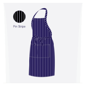 CHEFS UNIFORM - FULL BIB BUTCHERS APRON BLACK PIN STRIPE