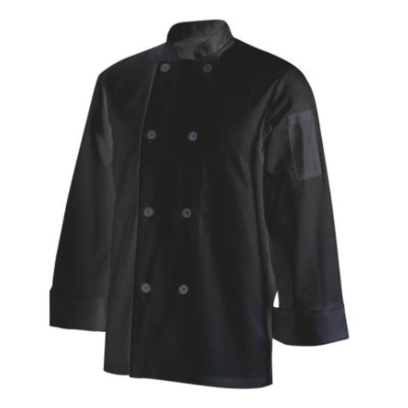 CHEFS UNIFORM JACKET BASIC LONG SLEEVE - BLACK - LARGE