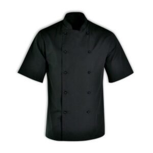 CHEFS UNIFORM JACKET BASIC SHORT SLEEVE - BLACK - X LARGE