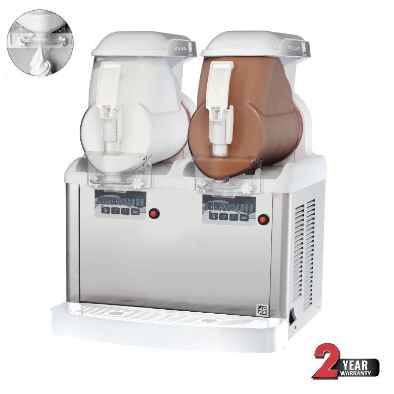 GT2 PUSH SOFT ICE / FROZEN YOGHURT MACHINE - WHITE 2 BOWL