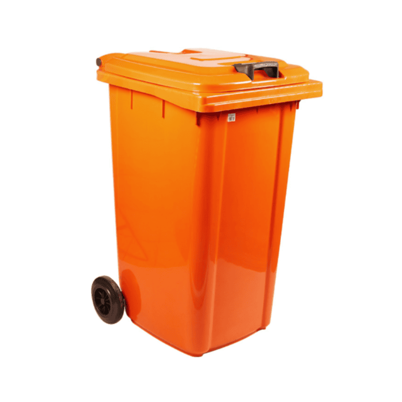 MOBILE REFUSE BIN 240lt - ORANGE 'PAPER WASTE'