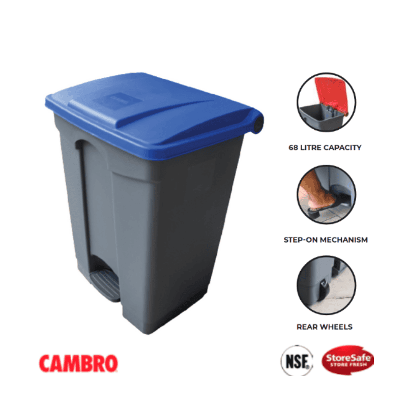 PEDAL BINS PLASTIC - 68L BLUE