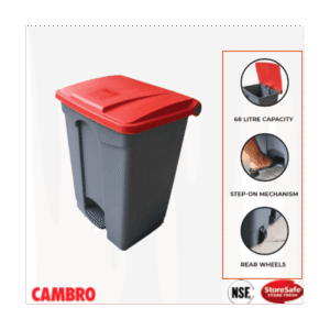 PEDAL BINS PLASTIC - 68L RED