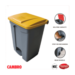 PEDAL BINS PLASTIC - 68L YELLOW