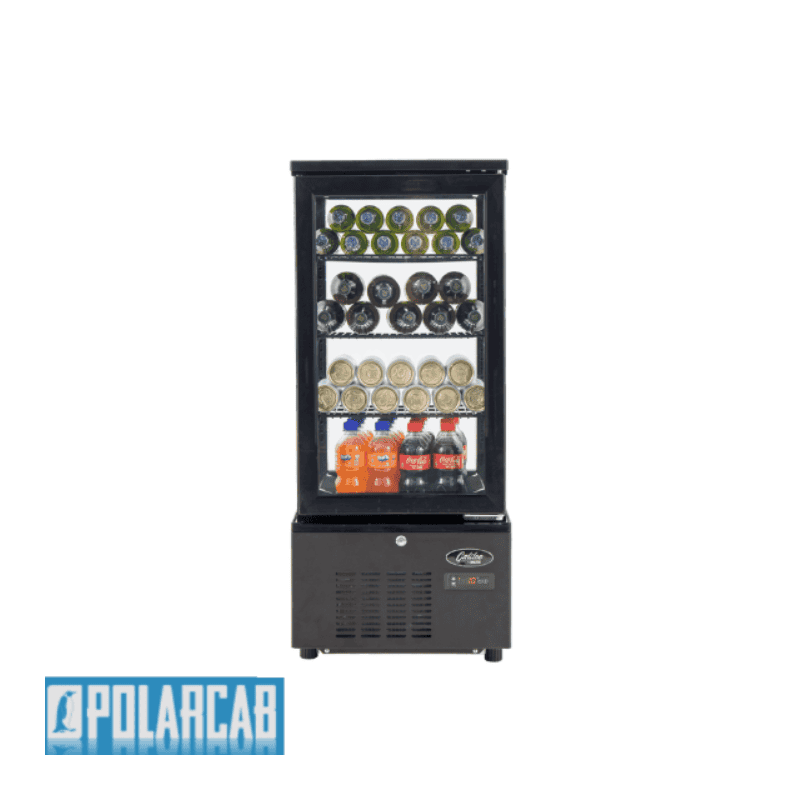 POLARCAB REFRIGERATED DISPLAY 4 SIDED GLASS - 78LT BLACK